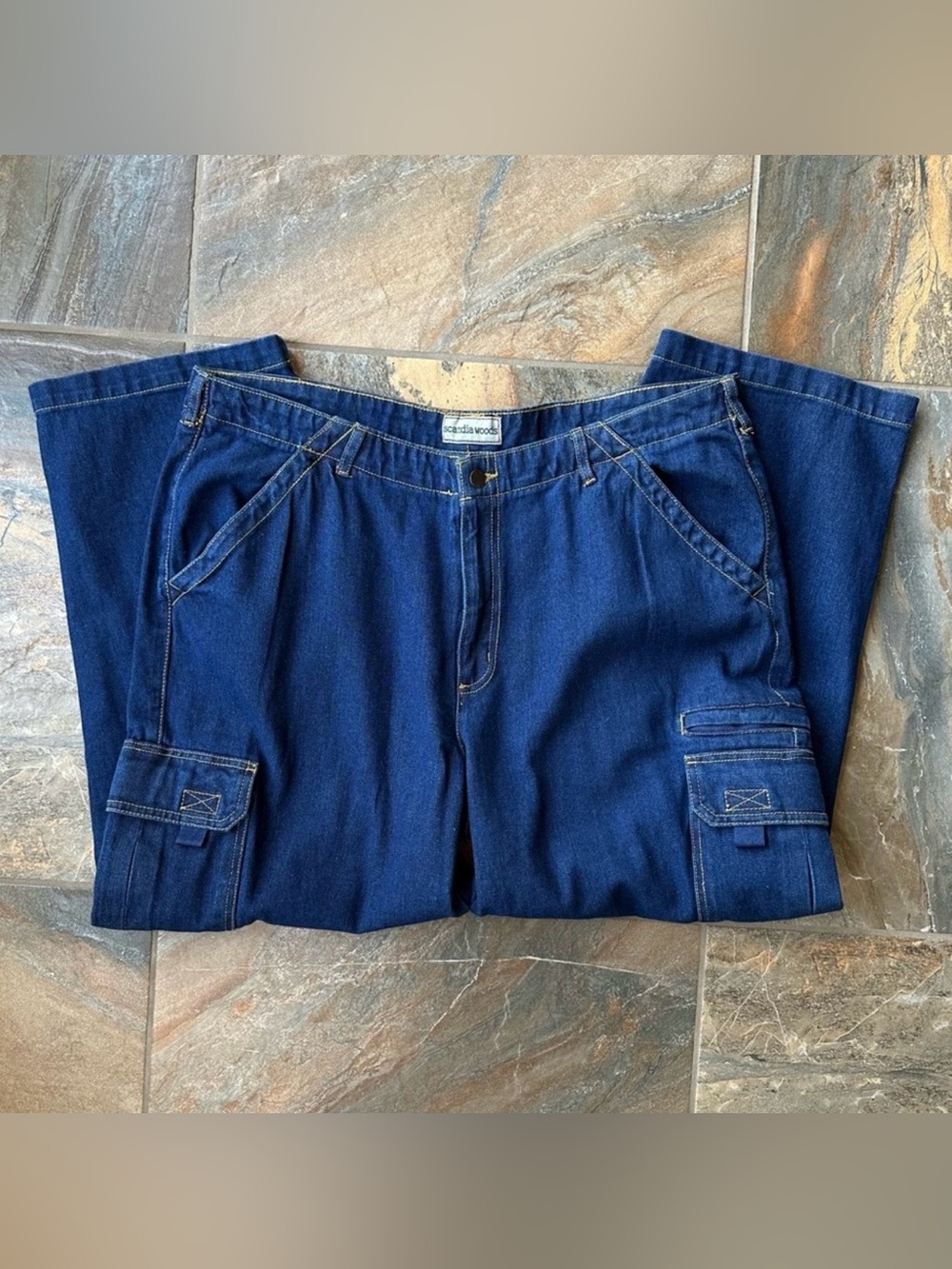 Scandia Woods Vintage Cargo Jeans Men's Size 40 Short Dark Blue